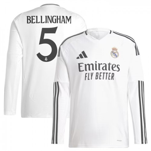 Camisola do Real Madrid Bellingham 5 Equipamento Principal 2024-25 Manga Comprida Camisola do Real Madrid Bellingham 5 Equipamento Principal 2024-25 Manga Comprida